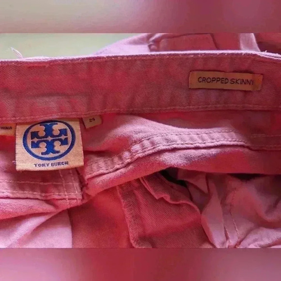 TORY BURCH Alexa Cropped Skinny Coral orange size 24 Stretch - Picture 11 of 15